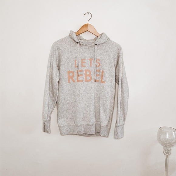 Cotton On Let’s Rebel Grey Hoodie Sweatshirt - Picture 2 of 6